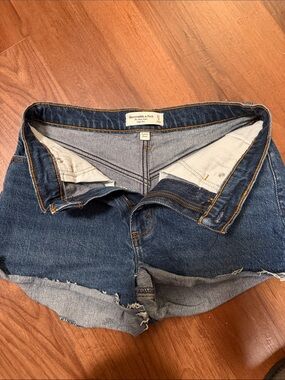 Abercrombie & Fitch Dark Blue Denim Cutoff Shorts with Raw Hem